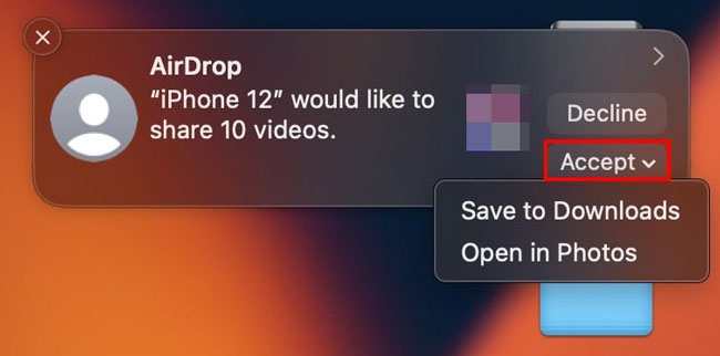 save iphone photos to mac with airdrop