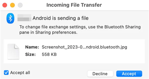 accepter les fichiers sur Mac