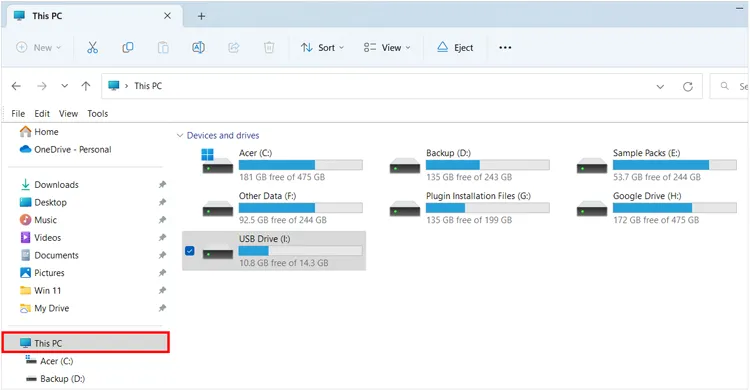 Android-Fotos manuell auf den USB-Stick verschieben