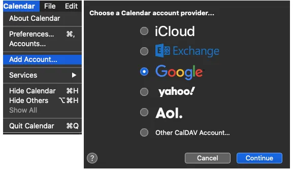 sincronizar calendário do Android com o Mac com os serviços do Google Agenda