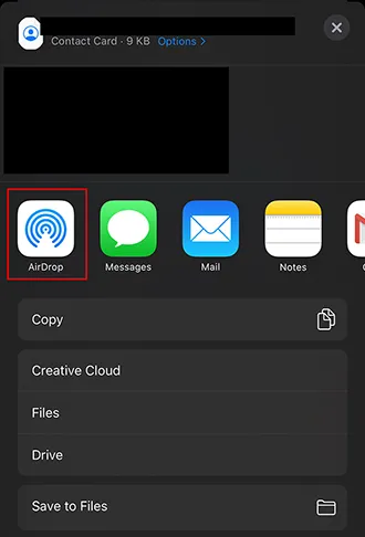 airdrop vcf to iphone