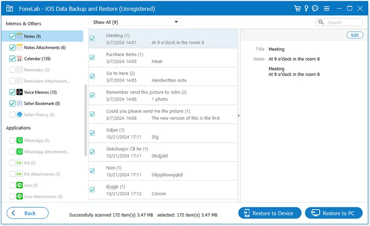 preview and restore backup files