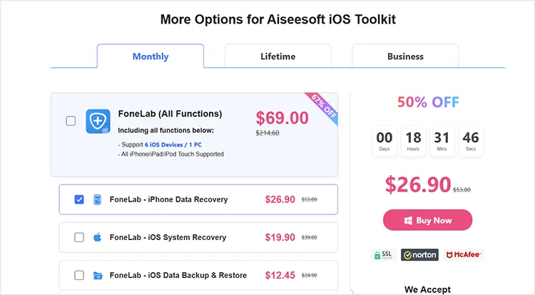 Preis für Aiseesoft Fonelab iPhone Datenwiederherstellung