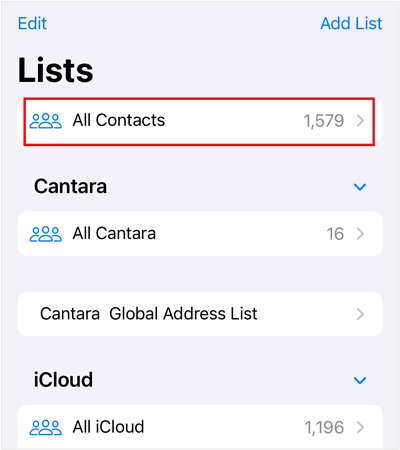 navigate to all contacts