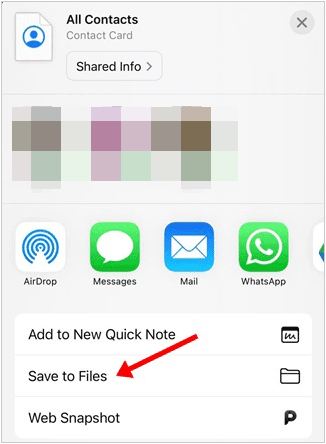 save contacts to files