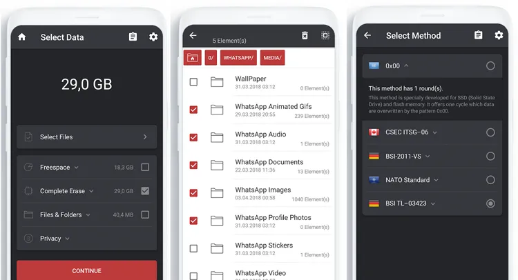 application d'effacement de données Android