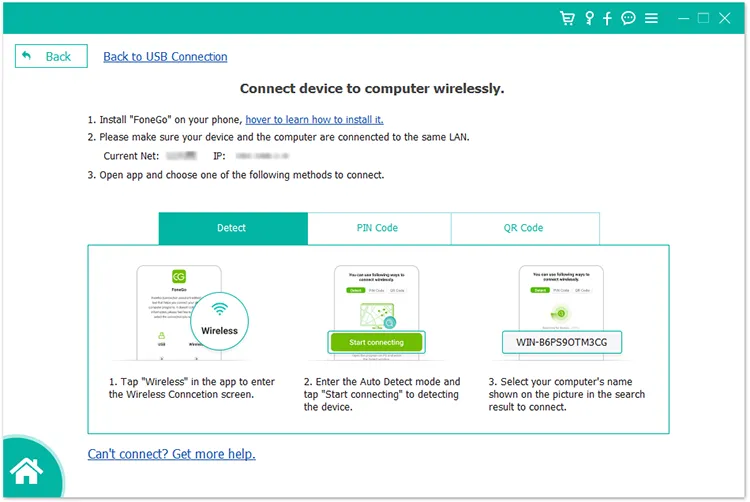 establish wireless connection by detecting