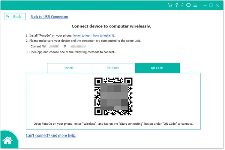 scan the qr code for connection