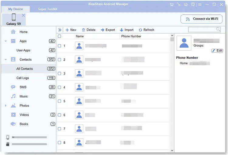 export files from the phone to the laptop
