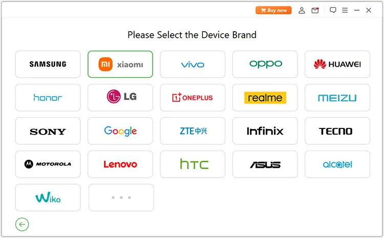 escolha a marca do seu dispositivo Android