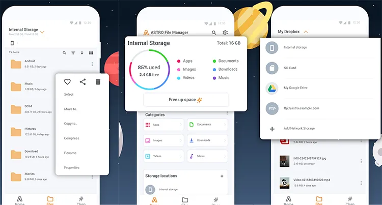 gestionnaire de fichiers Astro pour Android
