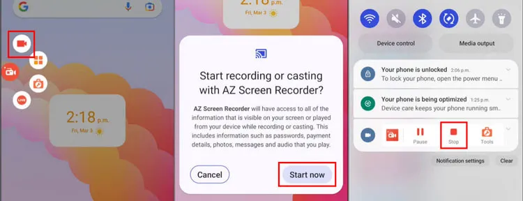 使用 az 錄音機錄製 Android 螢幕