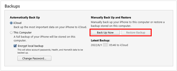 back up iphone to pc with itunes