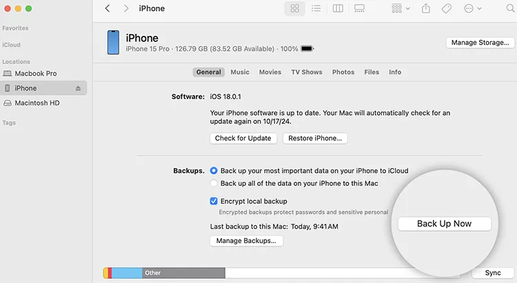 back up iphone to mac computer with finder