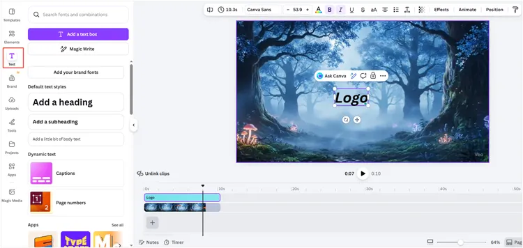 Adicione marcas d'água a vídeos online com o Canva.