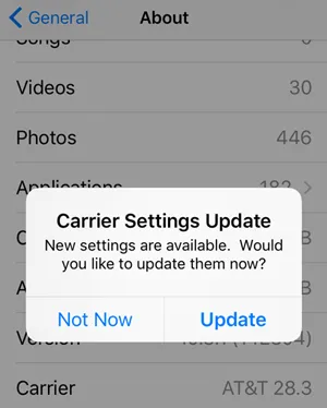 check the carrier update on iphone