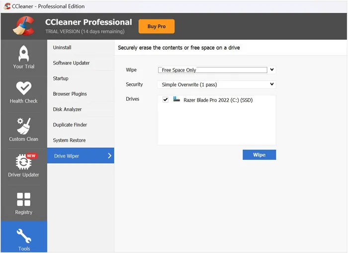 使用 ccleaner 清理 Windows PC