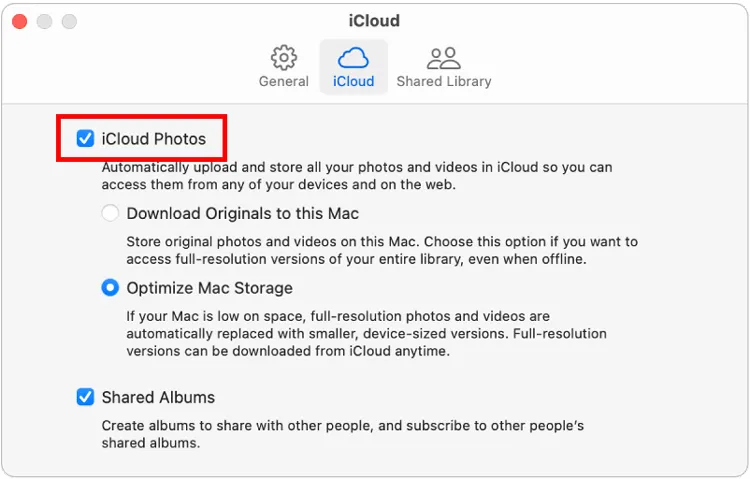 在 Mac 上啟用 iCloud 照片以獲取 iPhone 視頻