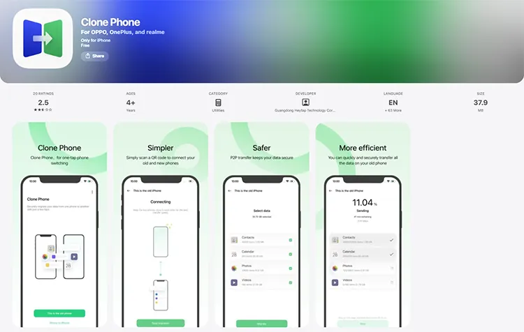 Aplicación de clonación de teléfono para transferencia de datos de iPhone a Android