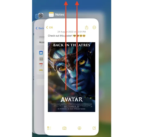 перезапустить приложение «Заметки» на iPhone