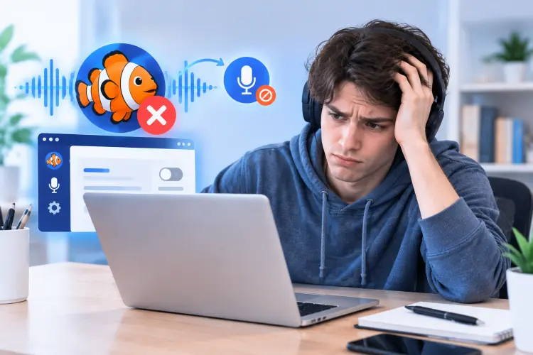 O modificador de voz de peixe-palhaço não está funcionando.