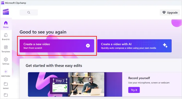 импортируйте ваше видео в ClipChamp