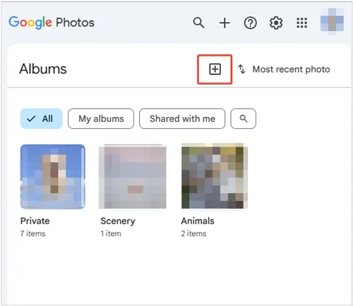 crear nuevo álbum en Google Fotos