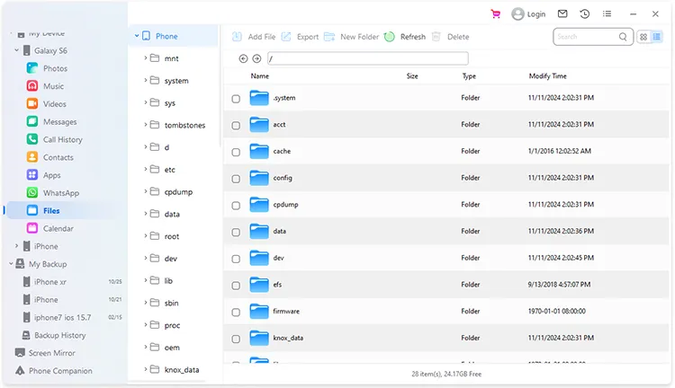 access phone folders and files