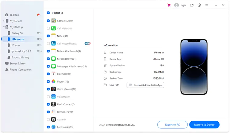 restore backup data