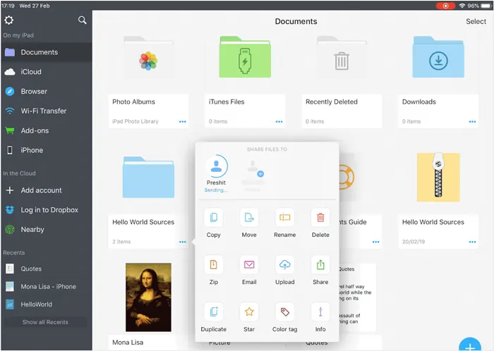 Documentos mediante la aplicación Readdle