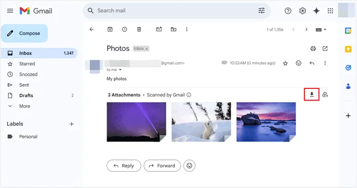 share files from phone to laptop with email
