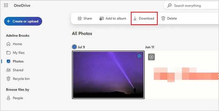 baixe as fotos do onedrive para o seu computador