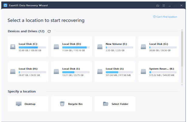 Melhor software de recuperação de dados de disco rígido - EaseUS Data Recovery Wizard