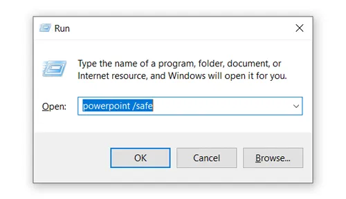 Utilice el modo seguro para reparar PowerPoint