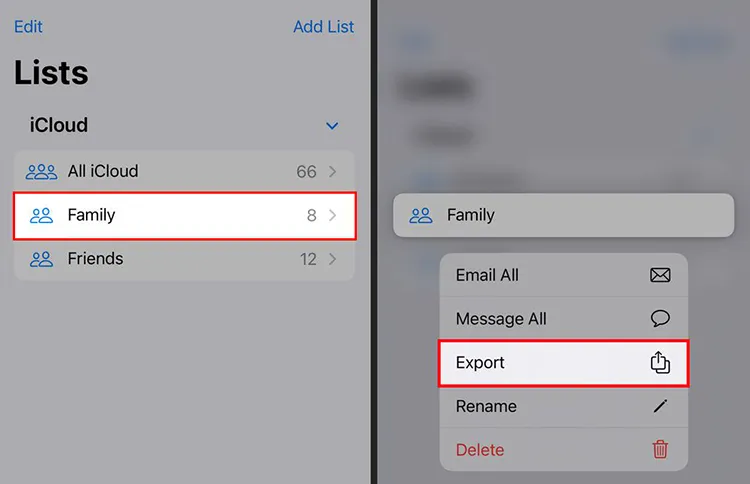 連絡先アプリを使用して iPhone から iPhone に連絡先をエクスポートする