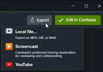 使用 Camtasia 导出视频