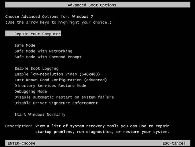 factory reset windows 7 pc with recovery partition