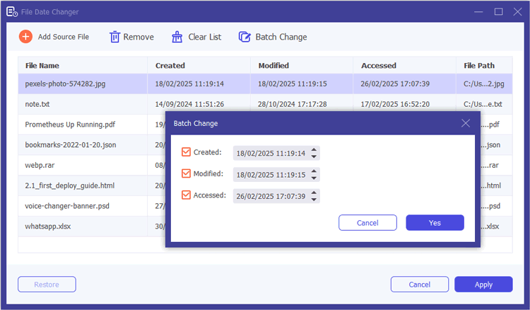 batch change file date