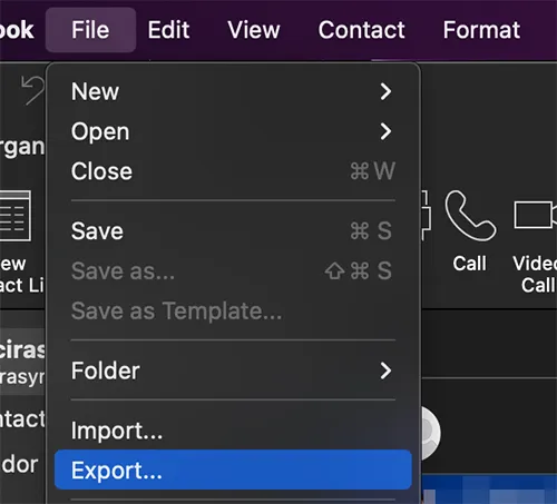 在 Mac 上将 Outlook 联系人导出到 Excel