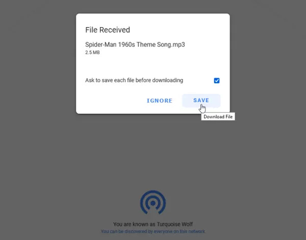 Receba arquivos Android no Mac com o SnapDrop.