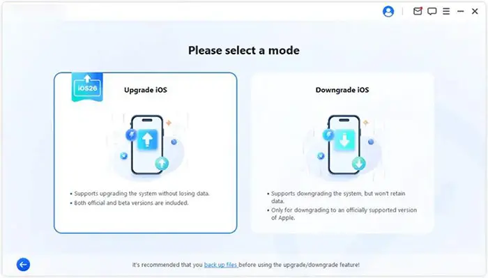 选择从 fixppo 升级 iOS