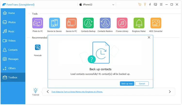 back up all contacts in 1 click