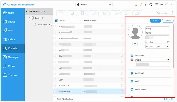 edit ios contact