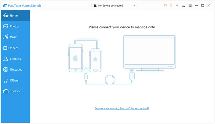 launch fonetrans and connect ios device to pc