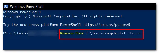 使用 PowerShell 强制从电脑中删除文件