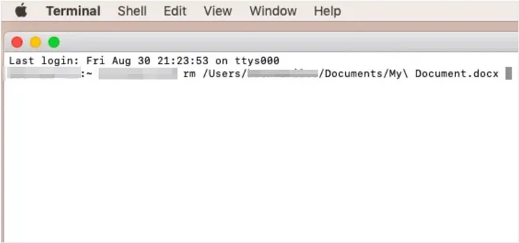 使用终端强制删除文件