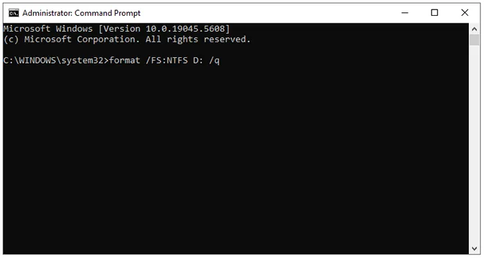 clean a disk with the format command