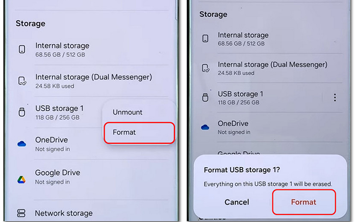 format sd card on android