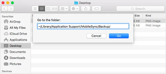 move the backup files to the external hard drive on mac