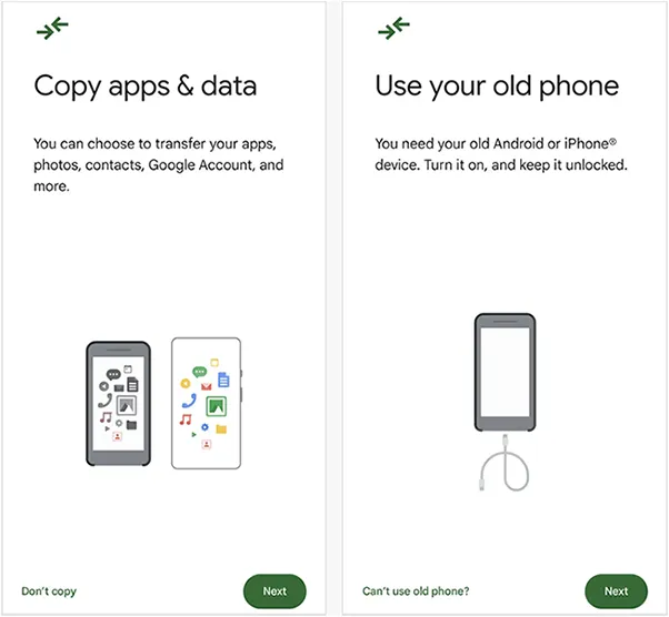 migrate data to a new phone with google transfer